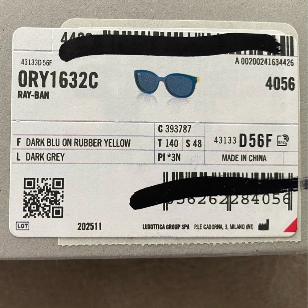 Ray-Ban Kids' 47mm Phantos Clip-On Sunglasses Dark Blue Yellow NWT